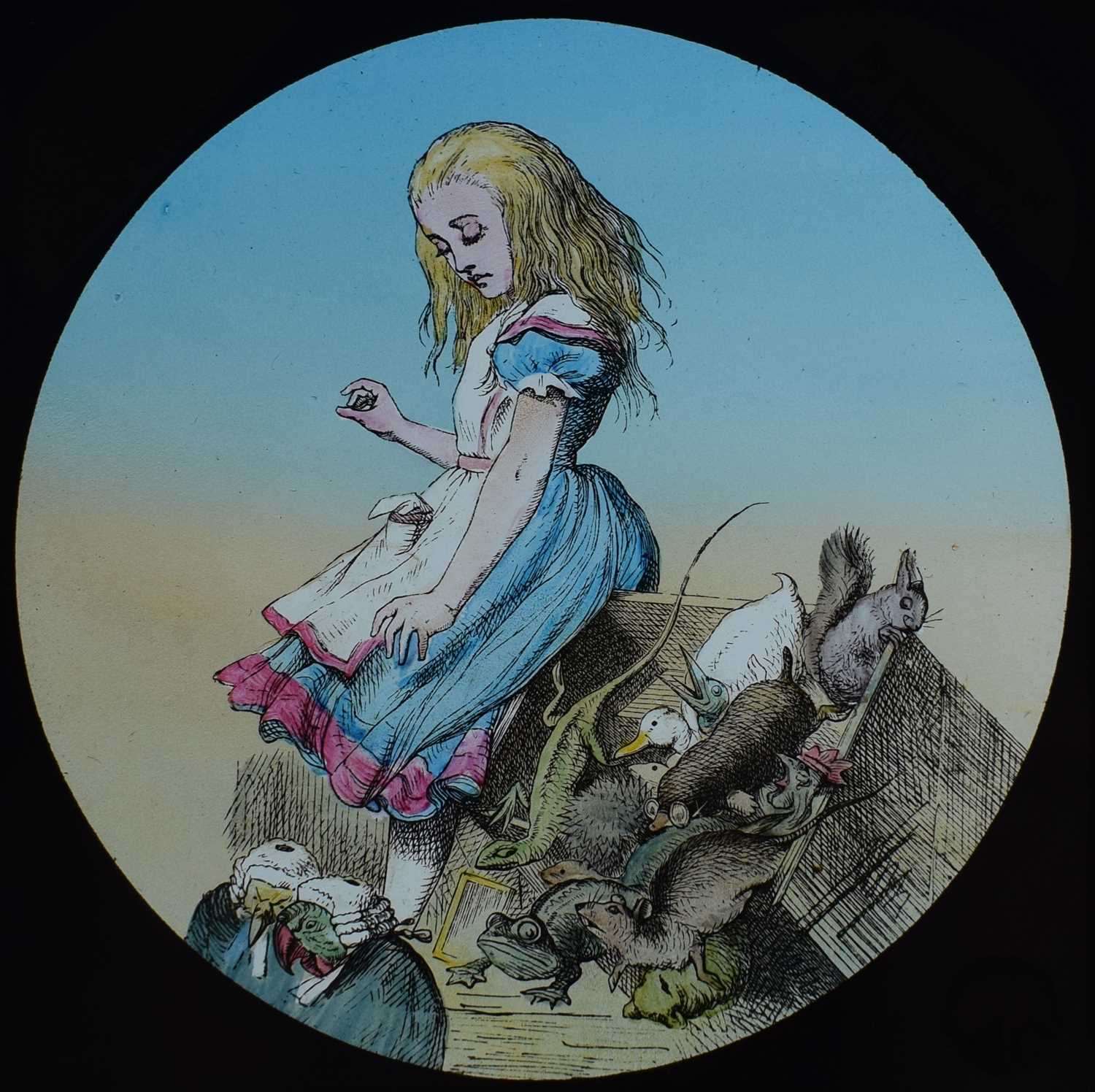 Magic lantern slides, Alice in Wonderland A complete set of 42 illustrations by Tenniel, of Lewis - Image 53 of 55