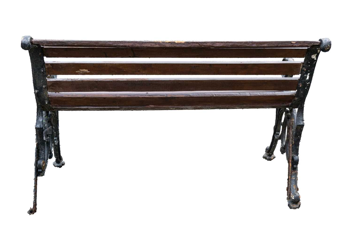 A small cast iron garden bench, width 79.5cm. - Image 3 of 5