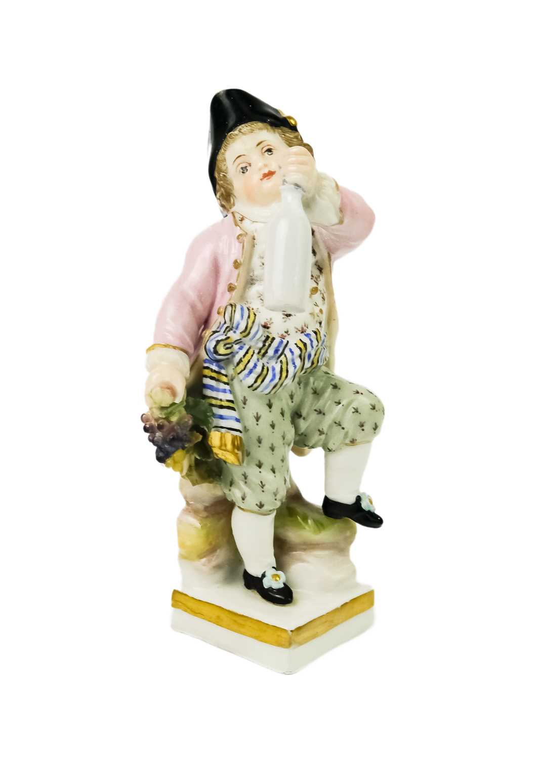 A pair of Meissen porcelain figures of child vintners. - Image 5 of 8