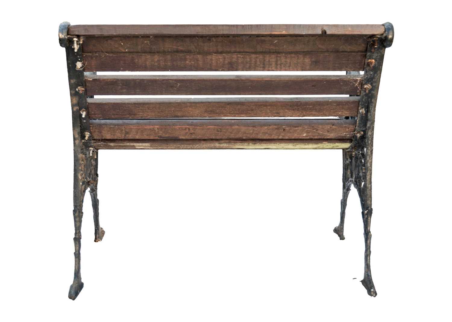 A small cast iron garden bench, width 79.5cm. - Image 5 of 5