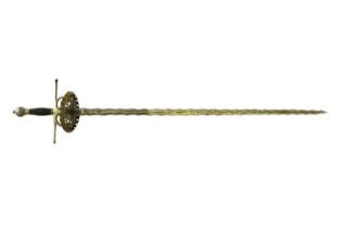 A reproduction sword, with a wavy blade.