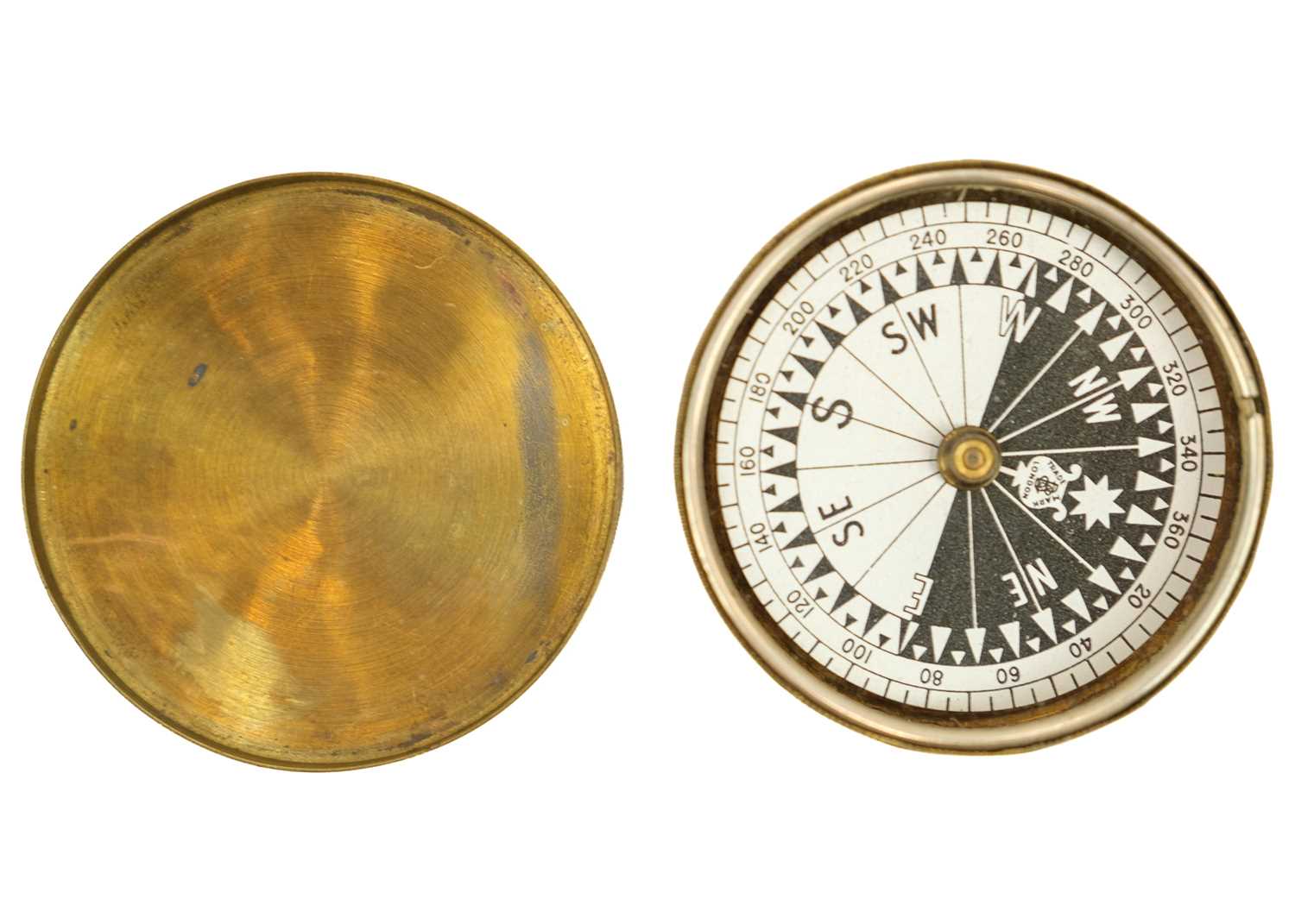 An early 20th century brass compass with mother of pearl dial. - Image 6 of 7
