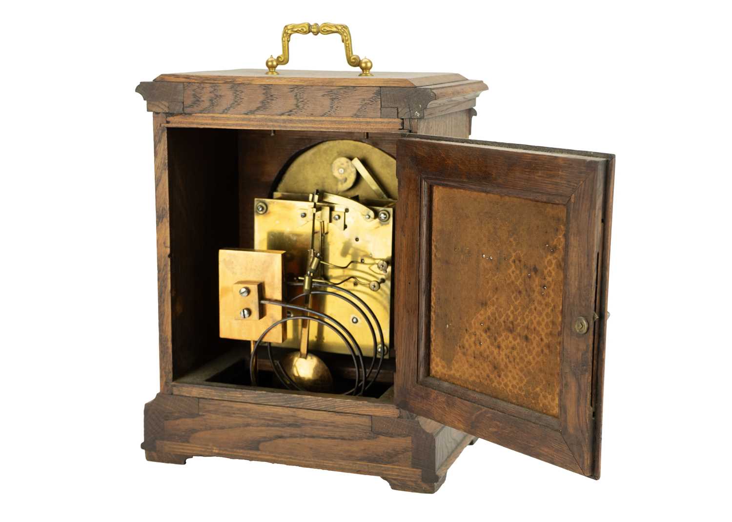 A German Winterhalder and Hofmeier oak cased chiming bracket clock. - Image 3 of 4
