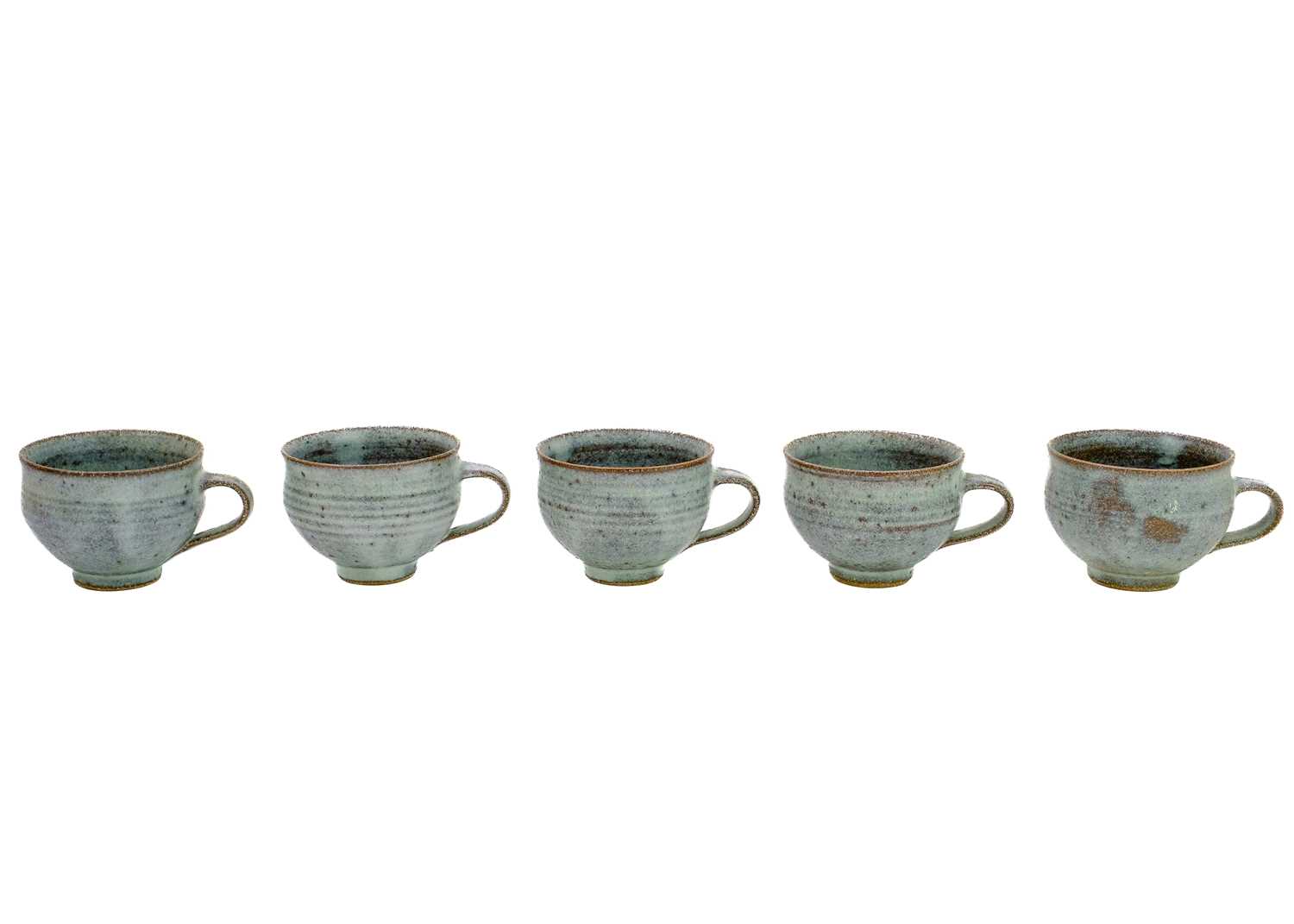 Louis Hanssen (1934-1968) A studio pottery punch bowl, with ladle, and thirteen cups. - Image 3 of 6