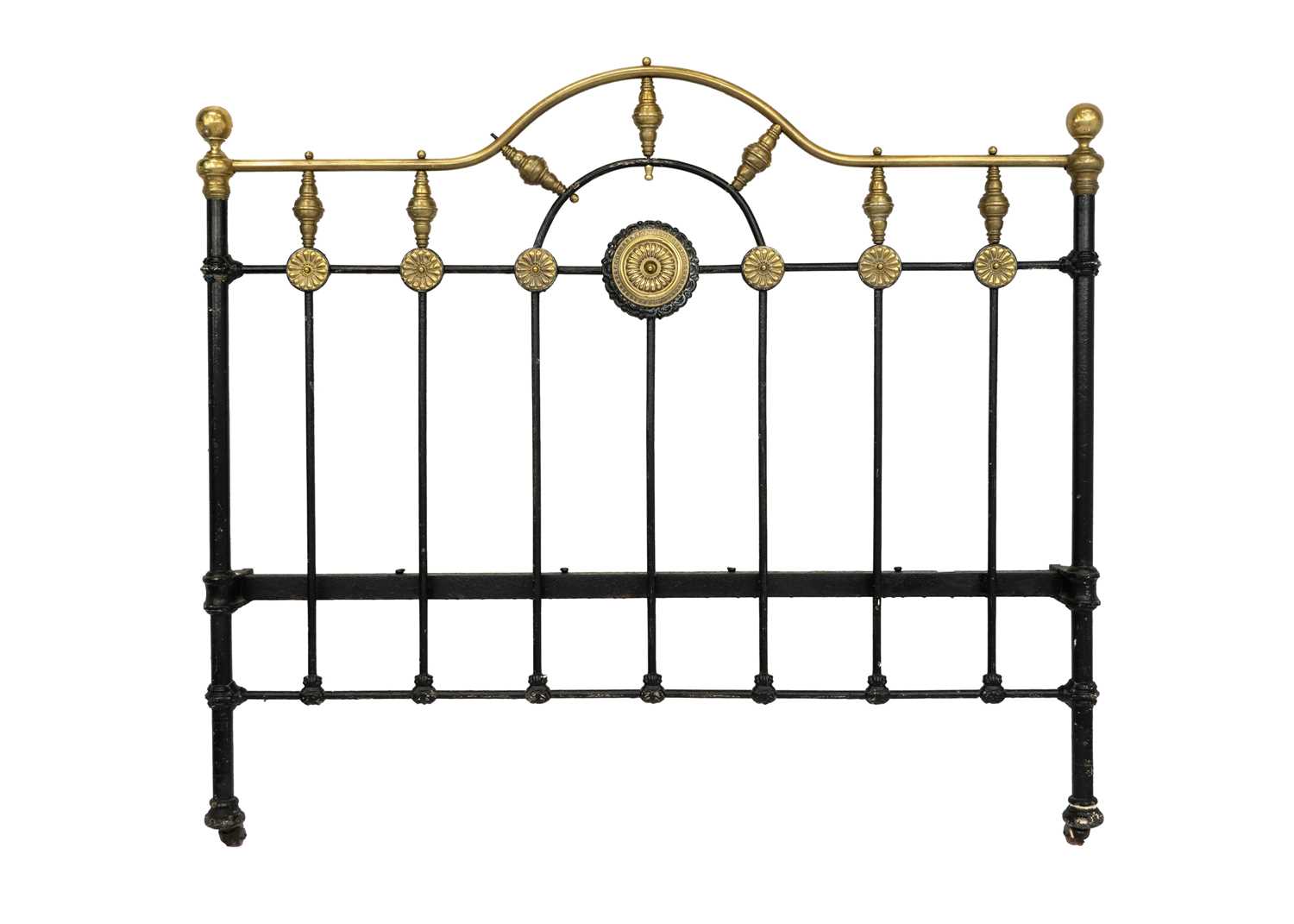 A late Victorian brass and iron double bedstead. - Image 3 of 6