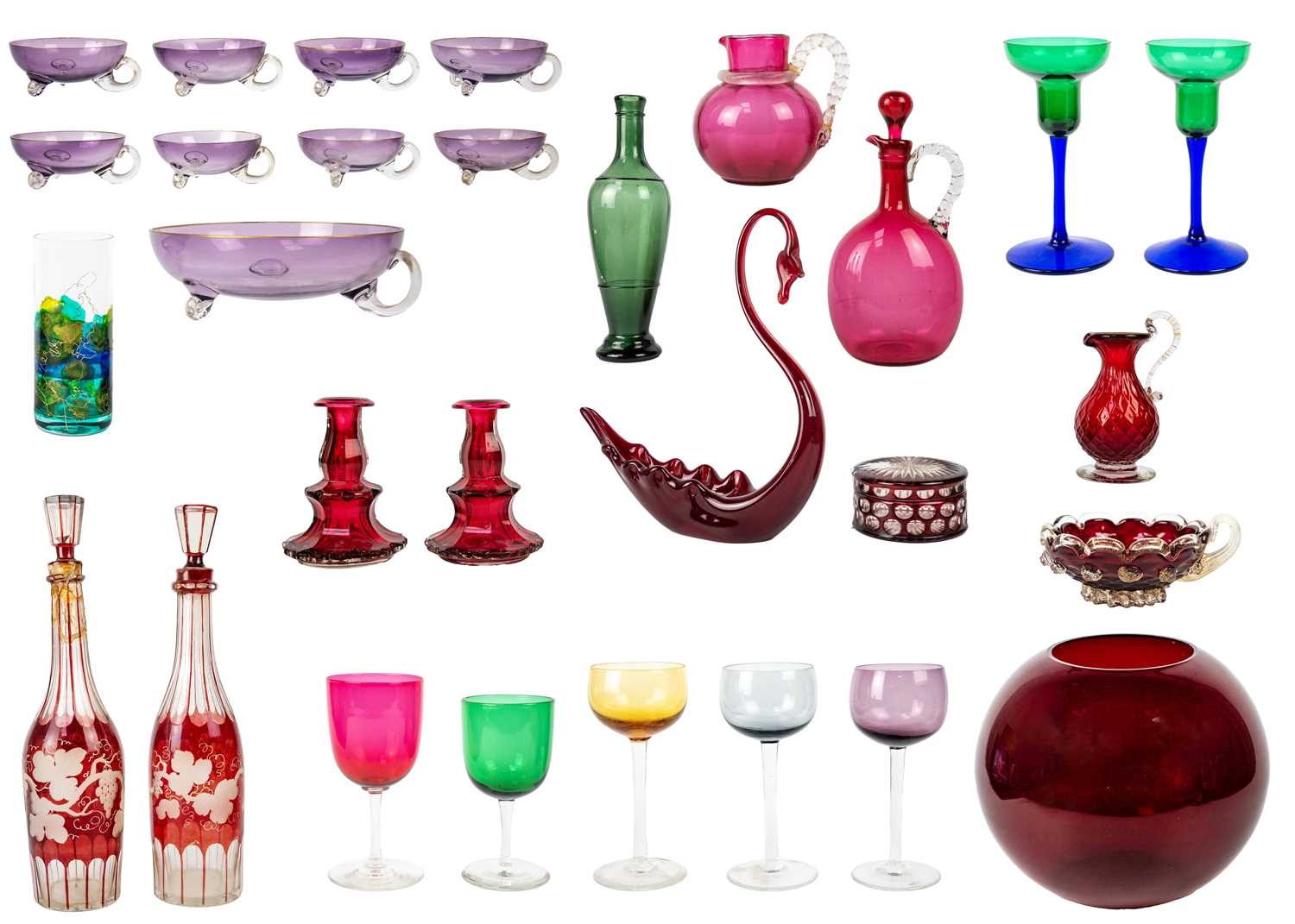 A collection of coloured glass.