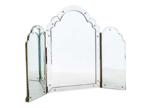 A Venetian style triptych dressing table mirror.