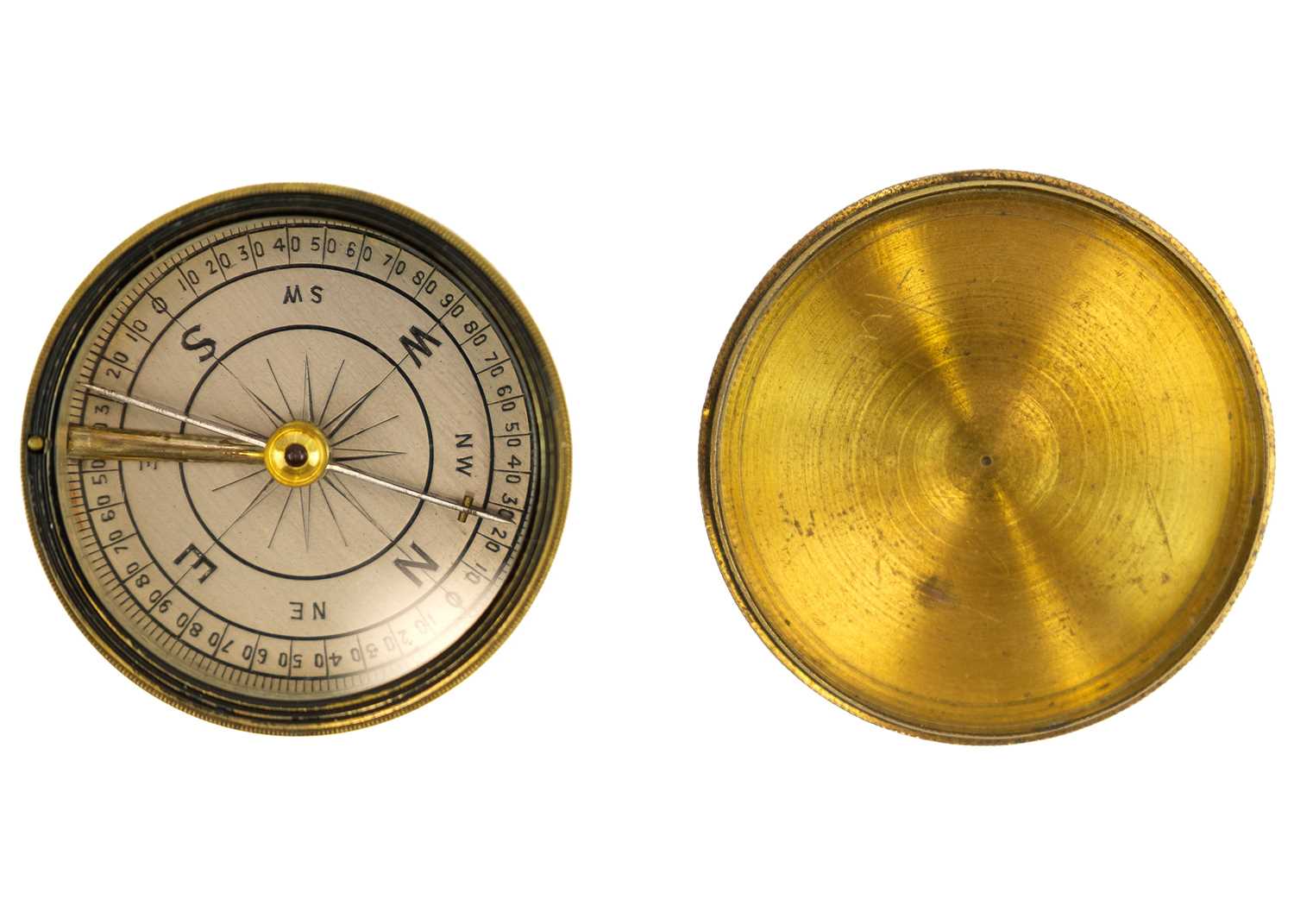 An early 20th century brass compass with mother of pearl dial. - Image 7 of 7