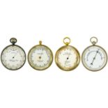 An early 20th century silvered brass aneroid pocket barometer by Lawrence & Mayo London.