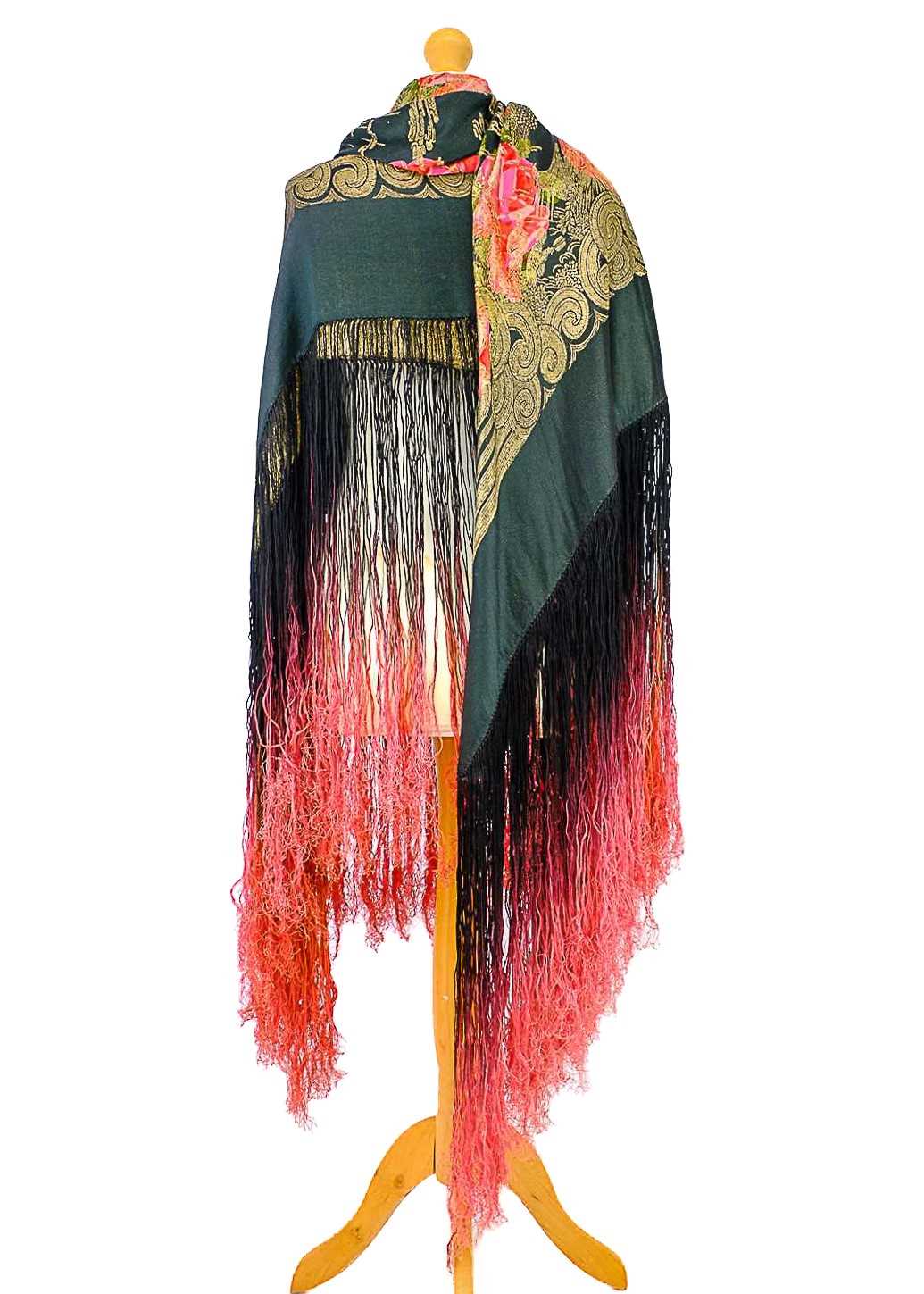A Chinese silk piano shawl. - Image 2 of 8