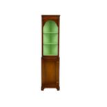 A mahogany corner display cabinet, of diminutive proportions.