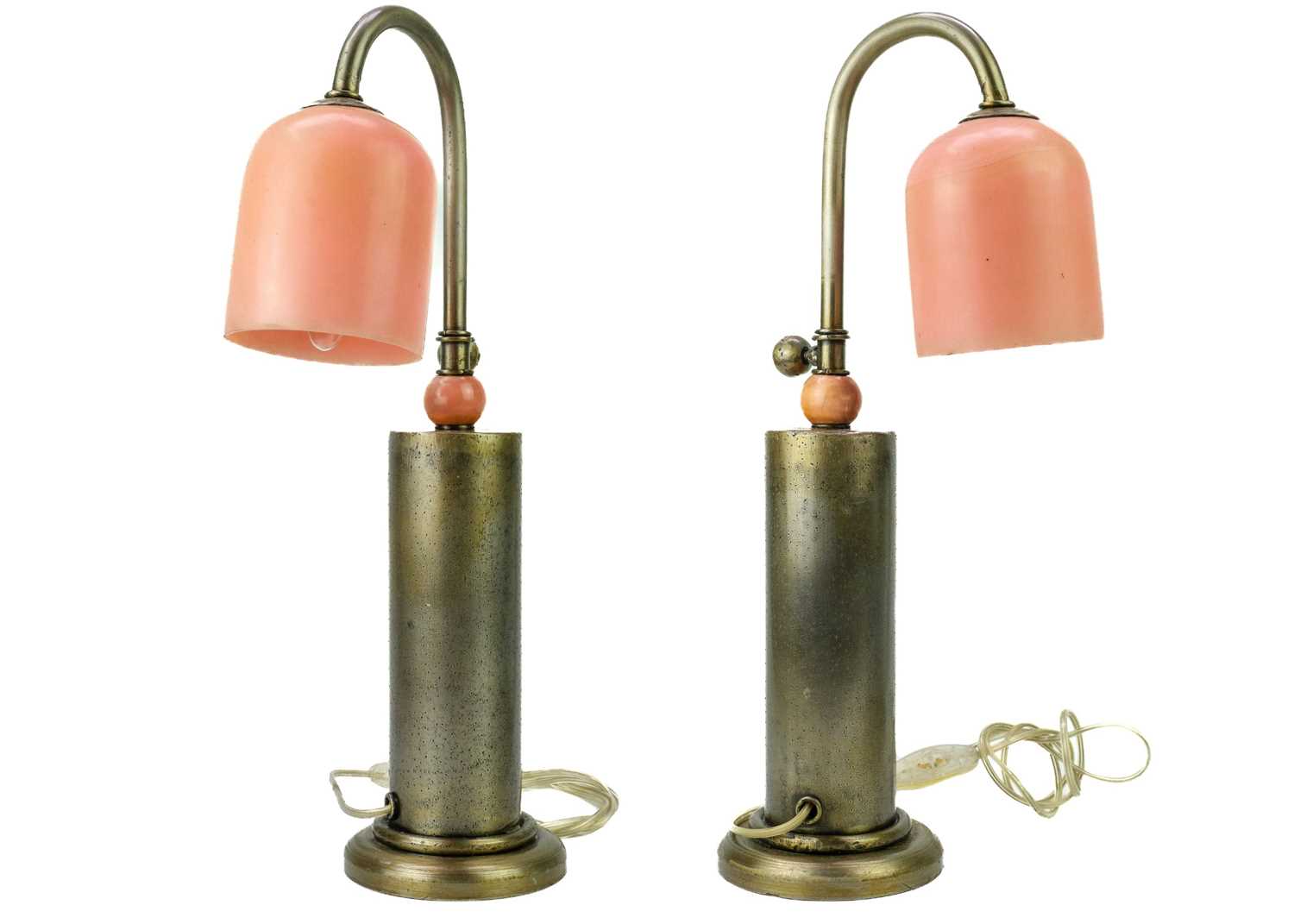 A pair of steel Industrial style table lamps.
