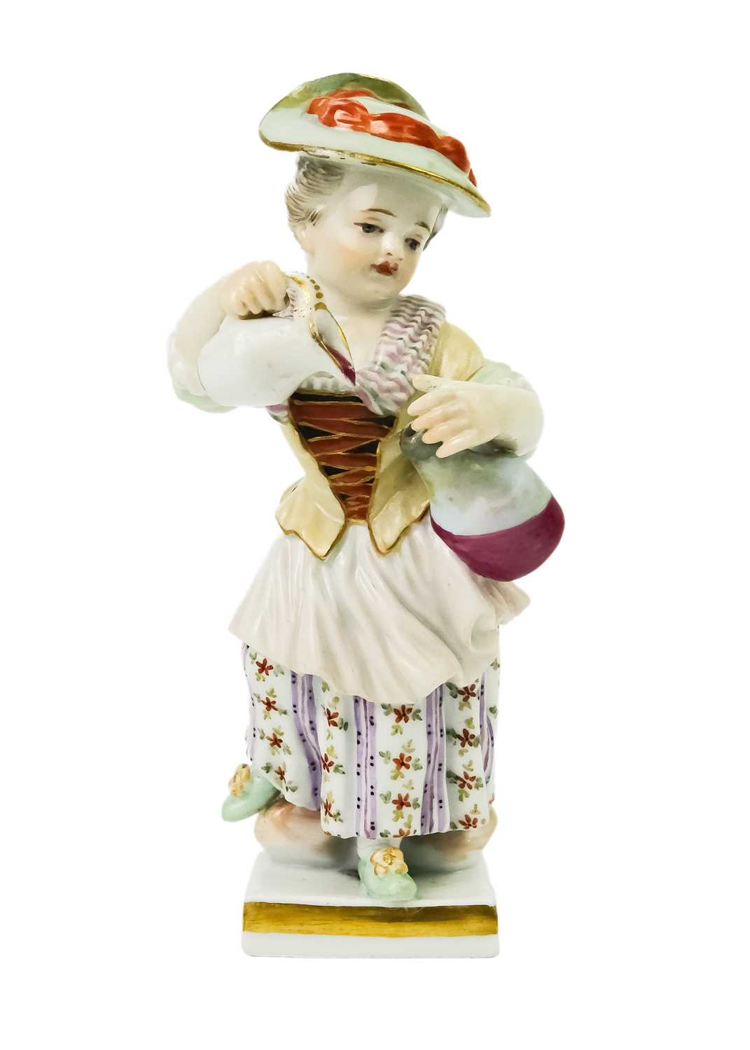 A pair of Meissen porcelain figures of child vintners. - Image 7 of 8