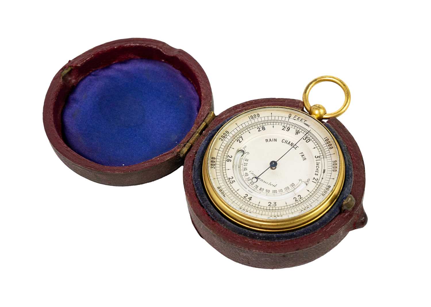 A late 19th century gilt brass pocket aneroid barometer. - Image 3 of 3