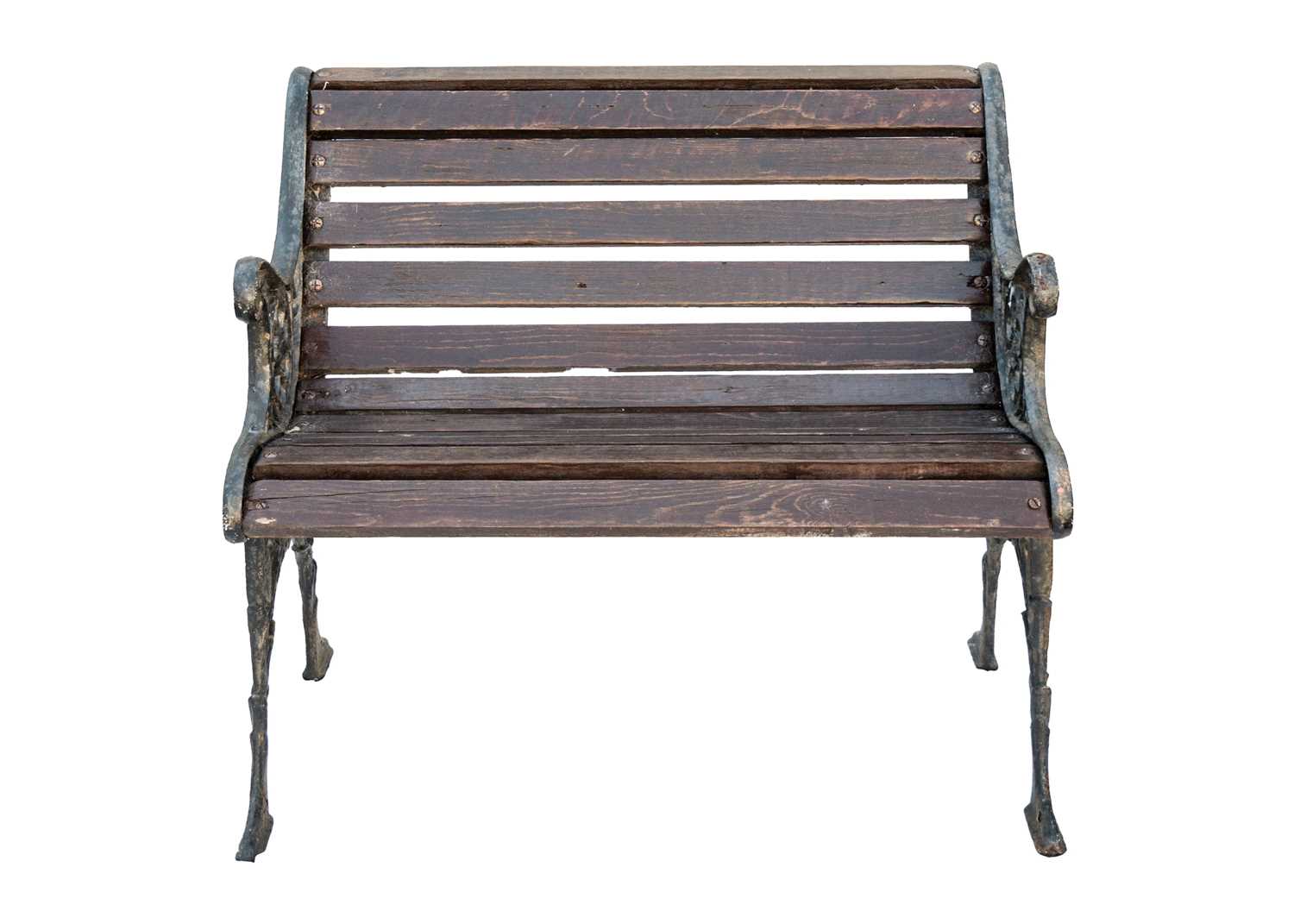 A small cast iron garden bench, width 79.5cm. - Image 4 of 5