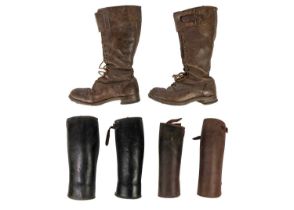 A pair of early tan leather motorcycling boots.