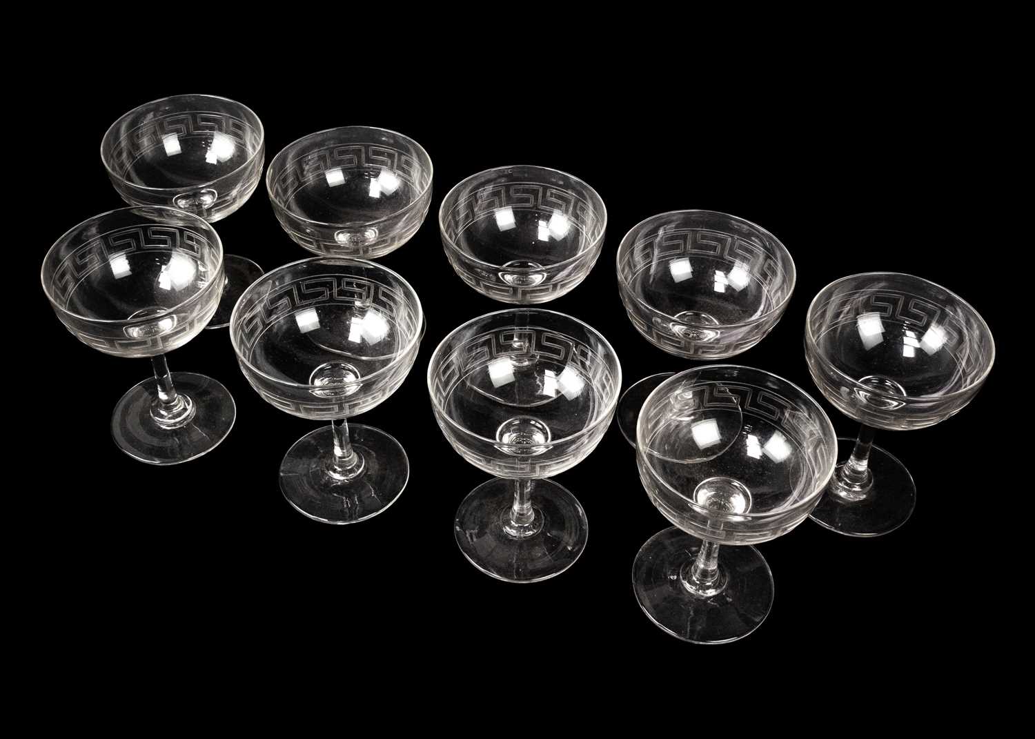 A set of nine Edwardian glass champagne tazzae. - Image 3 of 3