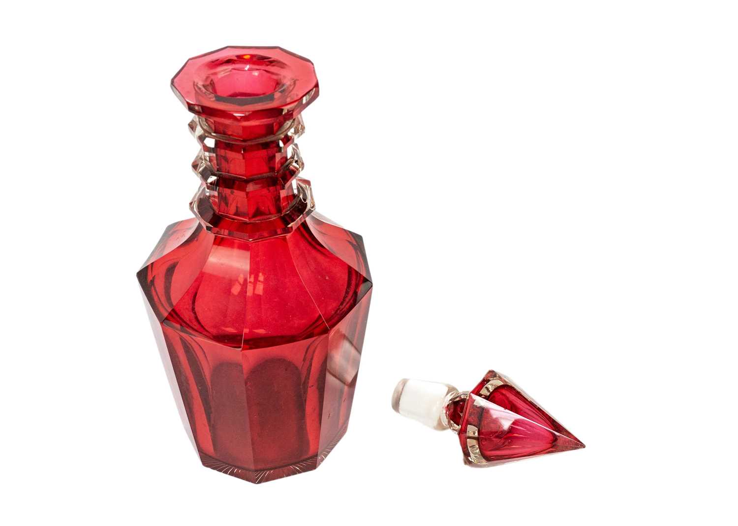 A 19th century ruby glass decanter. - Image 2 of 2