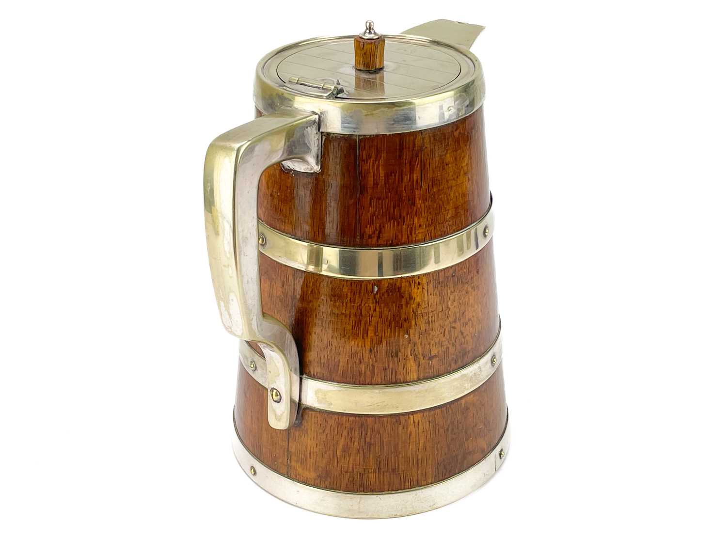 An Edwardian oak coopered ale jug. - Image 8 of 9