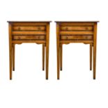 A pair of Georgian style yew veneered bedside tables.