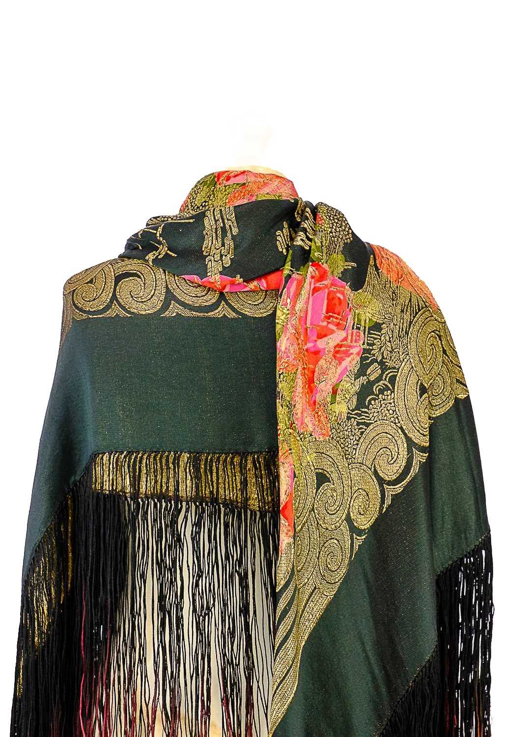 A Chinese silk piano shawl. - Image 4 of 8
