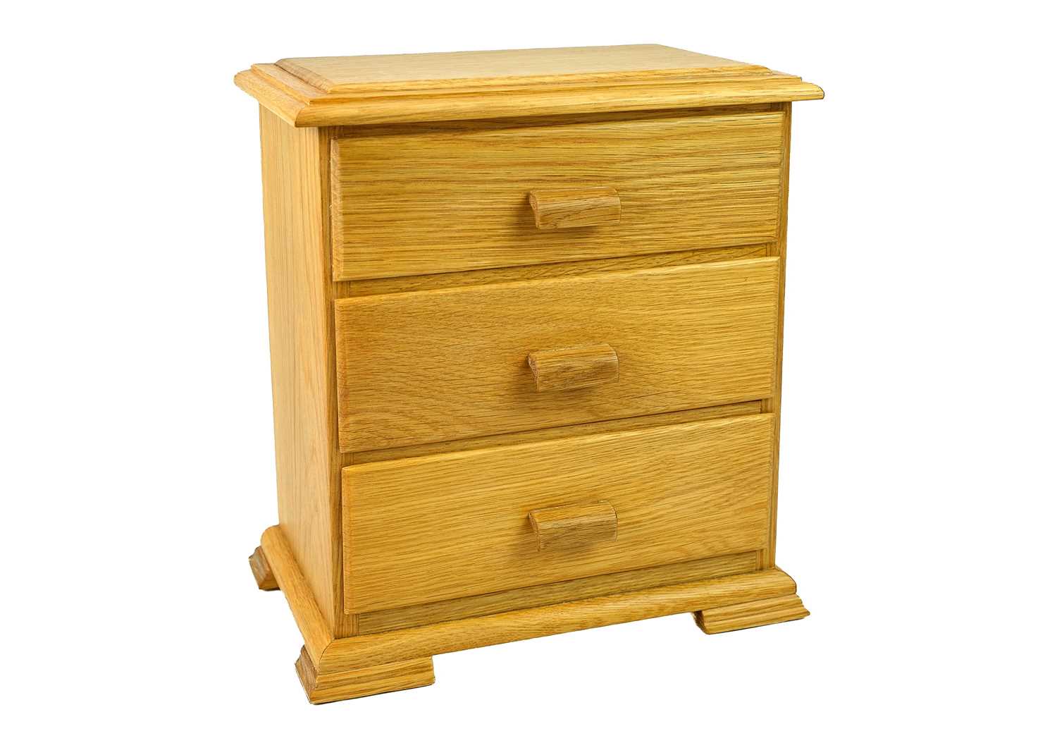 Prenntek Designs. An oak jewellery box in the form of a chest of drawers