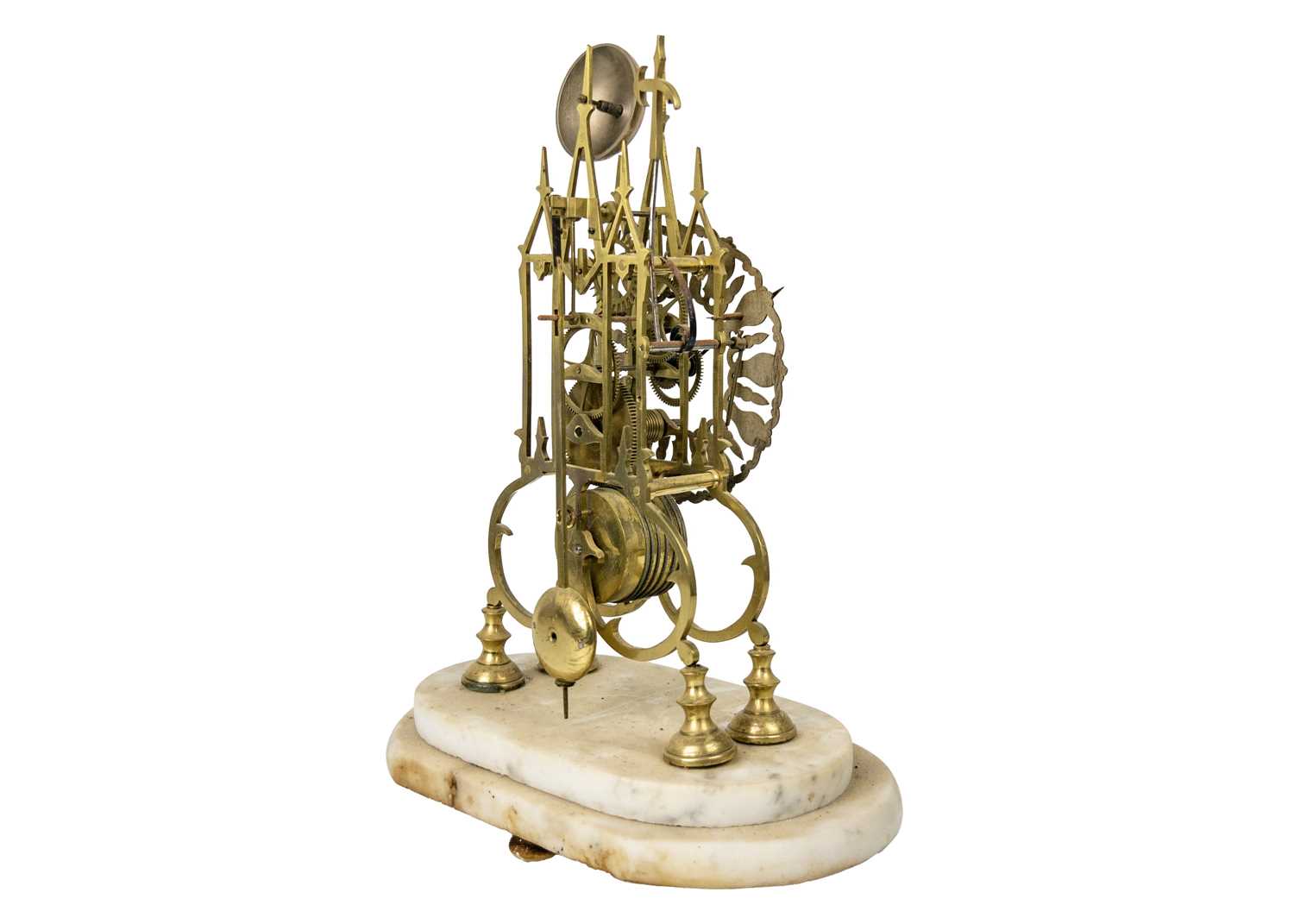 An English brass cathedral skeleton clock. - Image 2 of 3