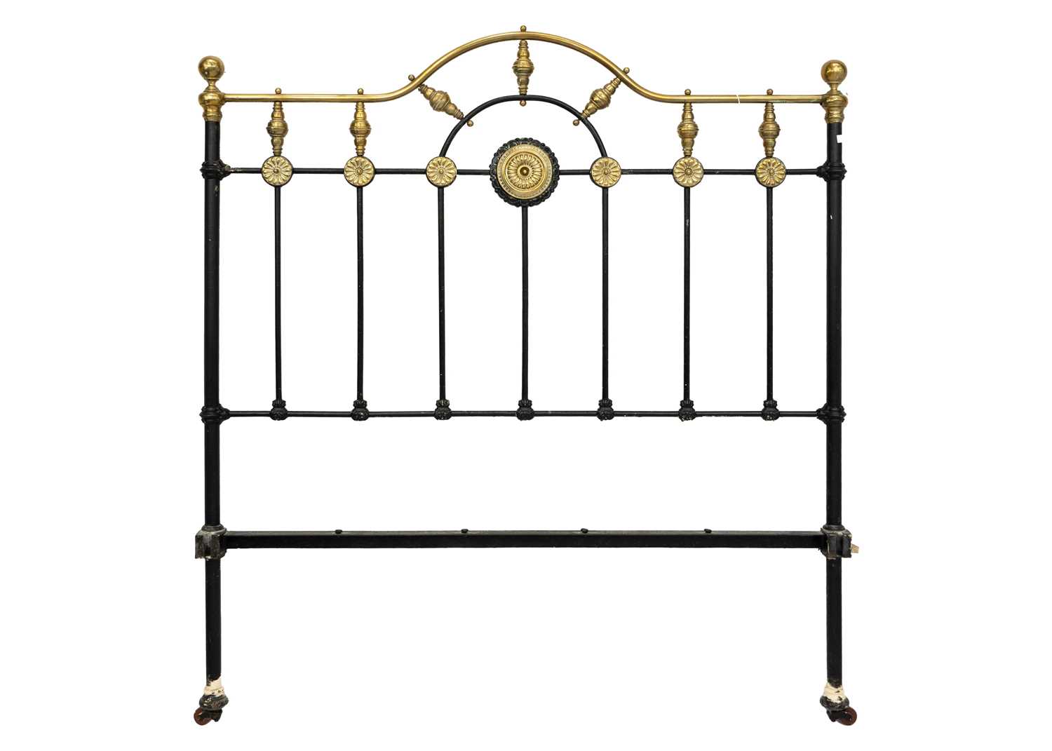 A late Victorian brass and iron double bedstead. - Image 2 of 6