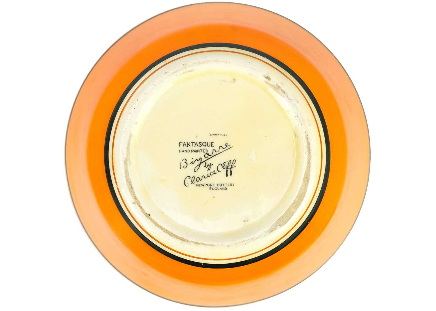 A Clarice Cliff melon (orange) pattern 360 shape vase. - Image 4 of 6