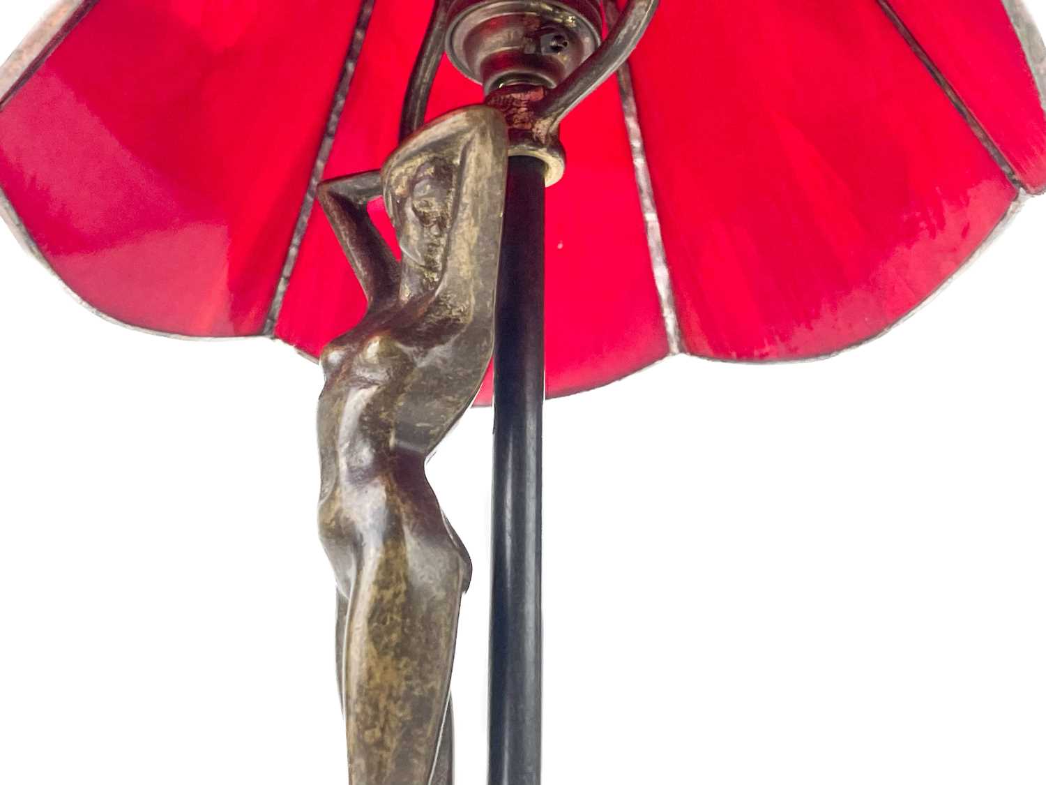 A bronzed metal figural table lamp base after Moreau, modelled with a female nude. - Image 2 of 8