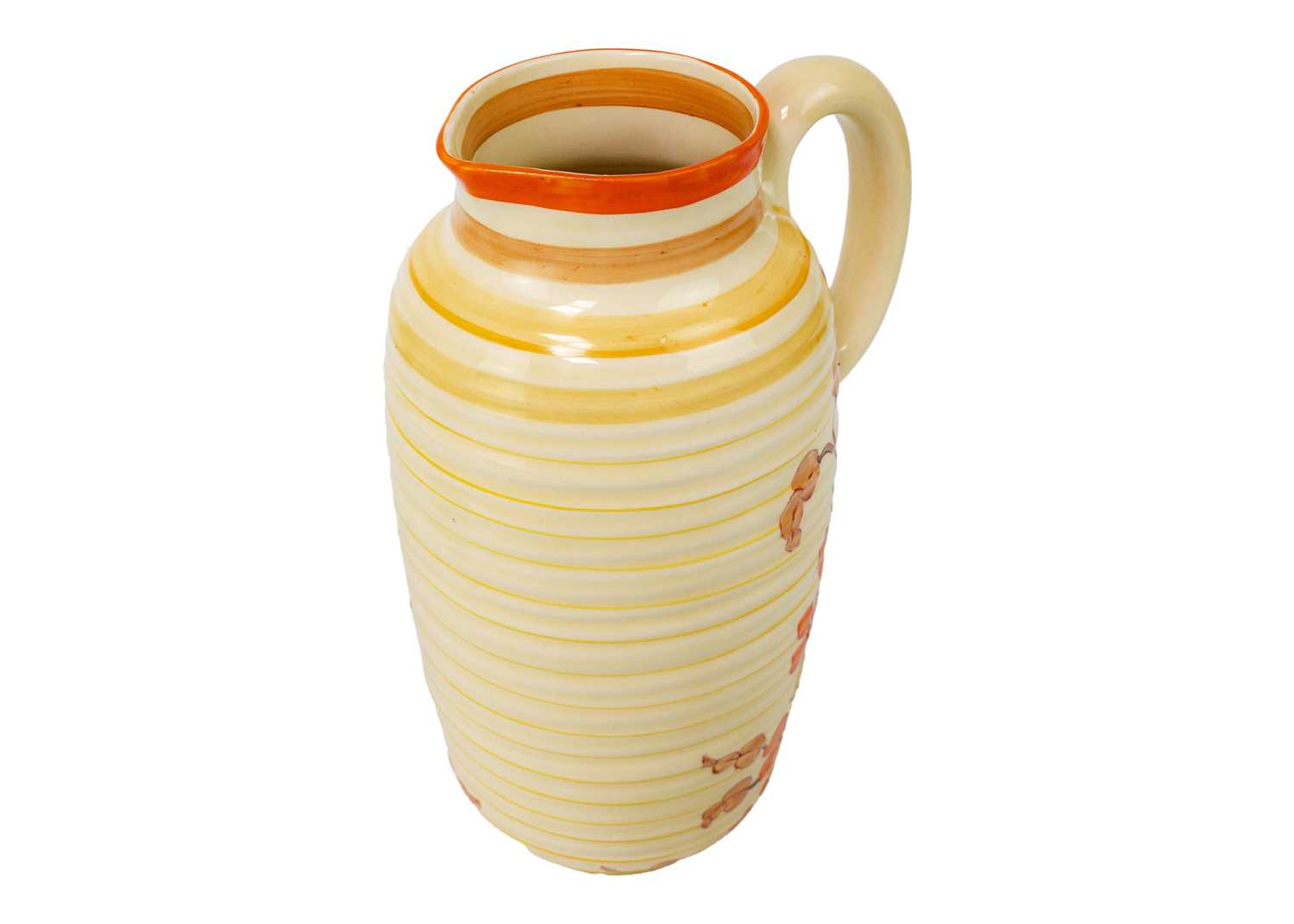 A Clarice Cliff Orange Hydrangea pattern 563 Greek shape jug. - Image 6 of 7