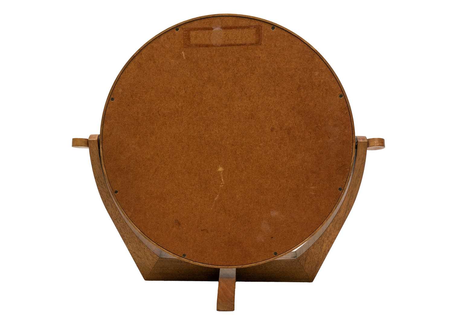 A mid century walnut inlaid circular dressing table mirror. - Image 4 of 4