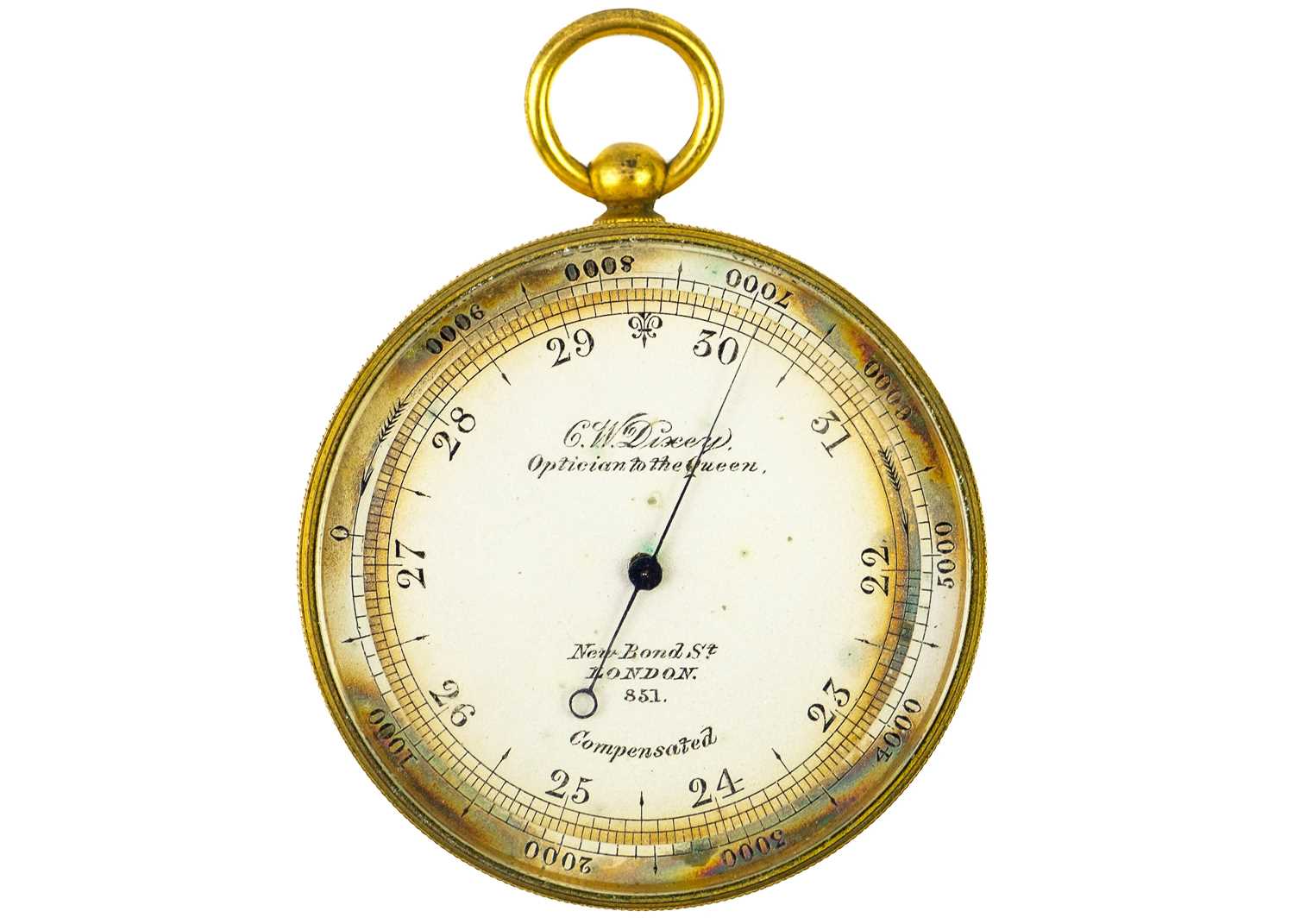 An early 20th century silvered brass aneroid pocket barometer by Lawrence & Mayo London. - Image 6 of 6