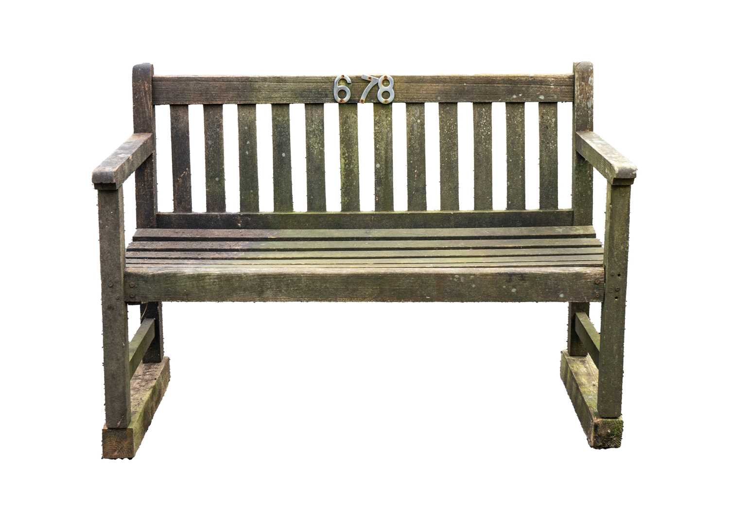 A wooden garden bench.