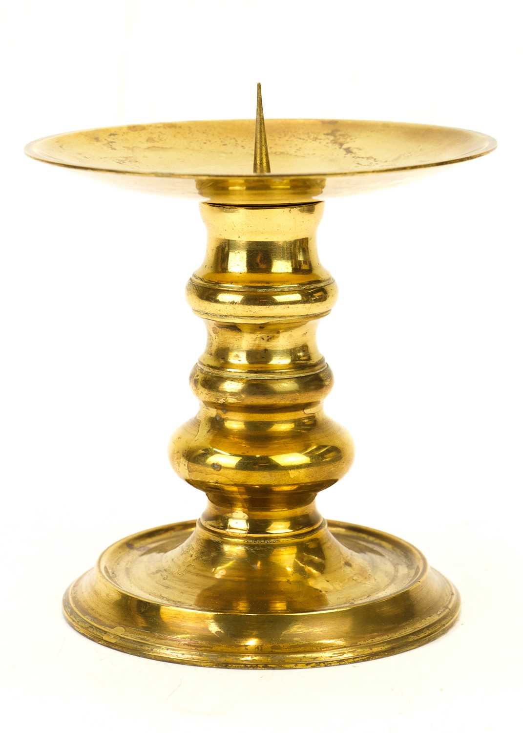 A pair of European hexagonal brass candlesticks. - Image 9 of 15
