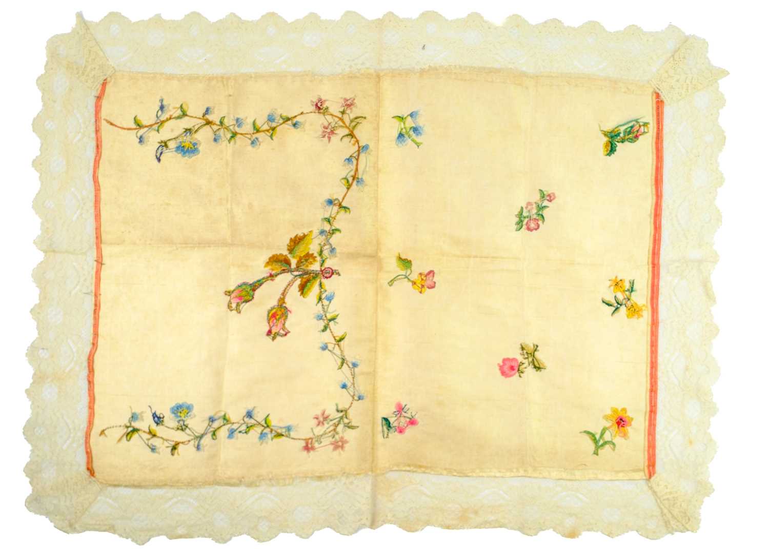 An early 19th century embroidered silk panel. - Image 2 of 4