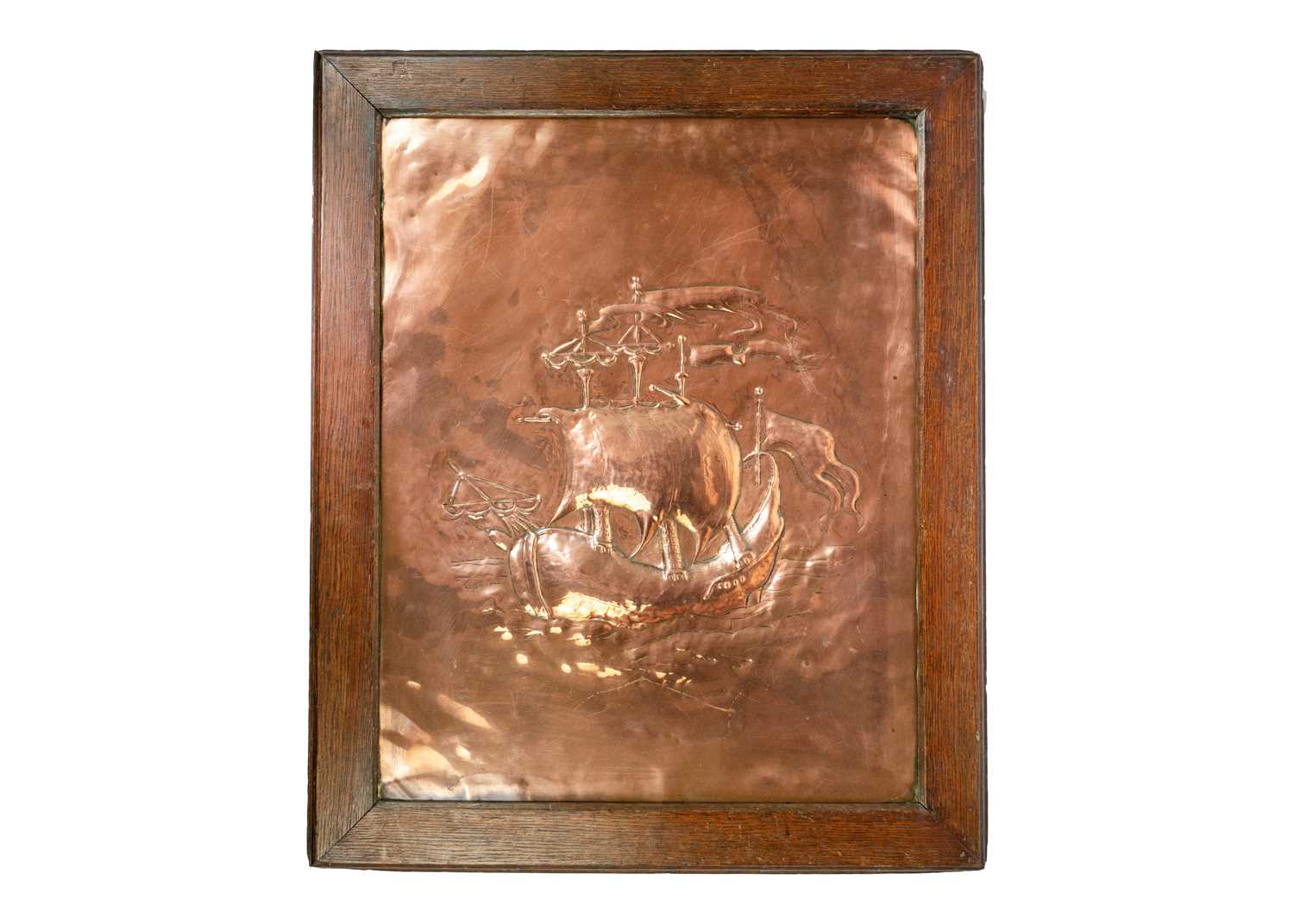 An Arts and Crafts copper rectangular panel.