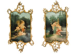 A pair of French toleware pictures.