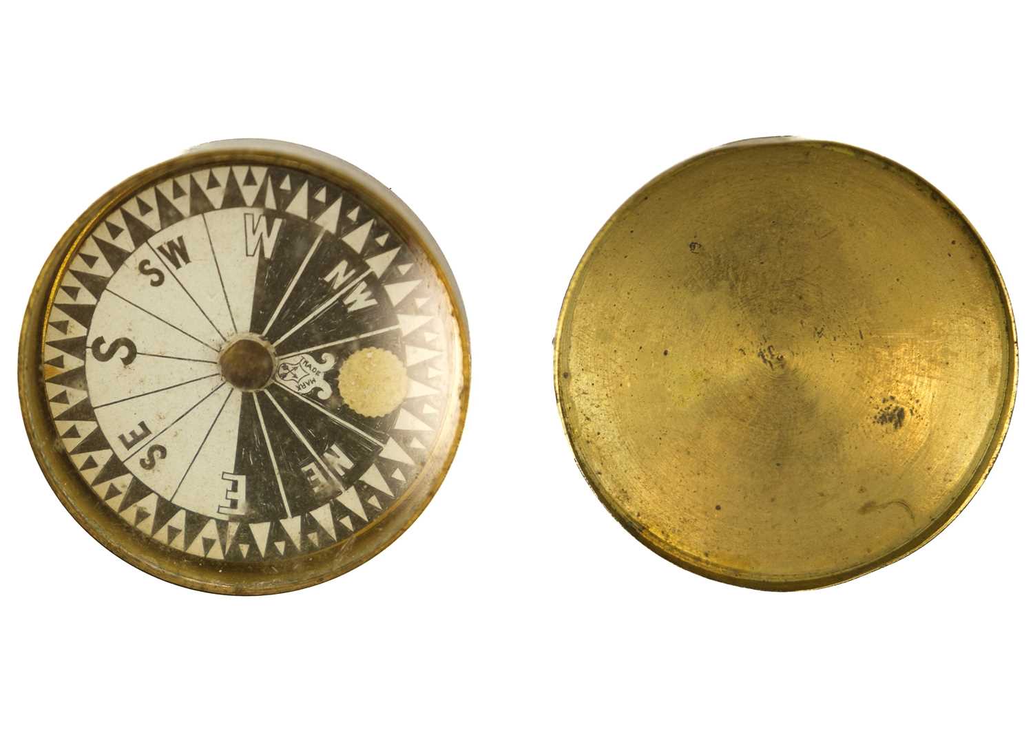 An early 20th century brass compass with mother of pearl dial. - Image 5 of 7