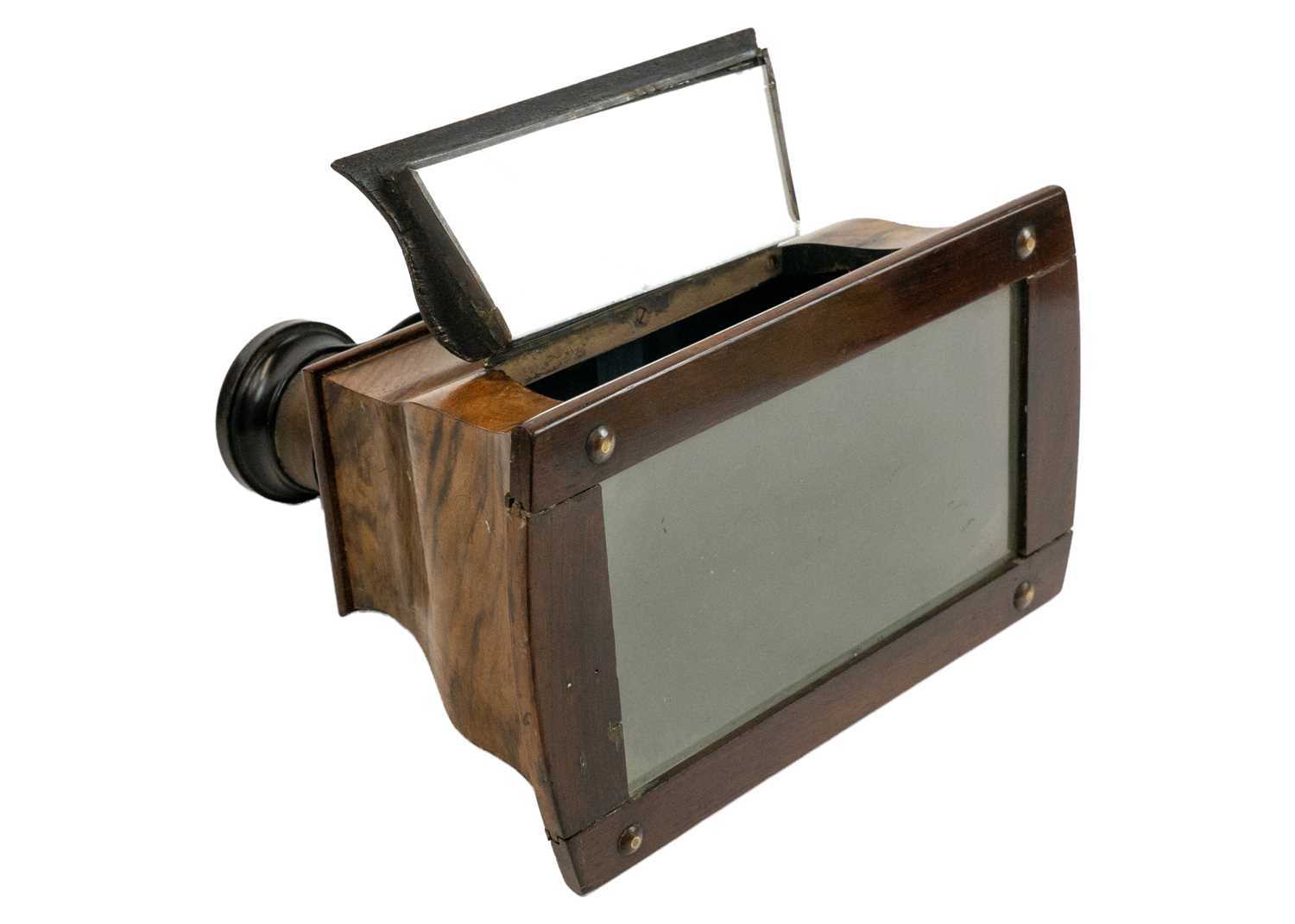 A Victorian walnut cased Brewster type stereoscopic viewer. - Image 2 of 9