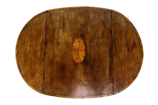 A George III mahogany, satinwood banded and inlaid oval Pembroke table. - Image 5 of 8