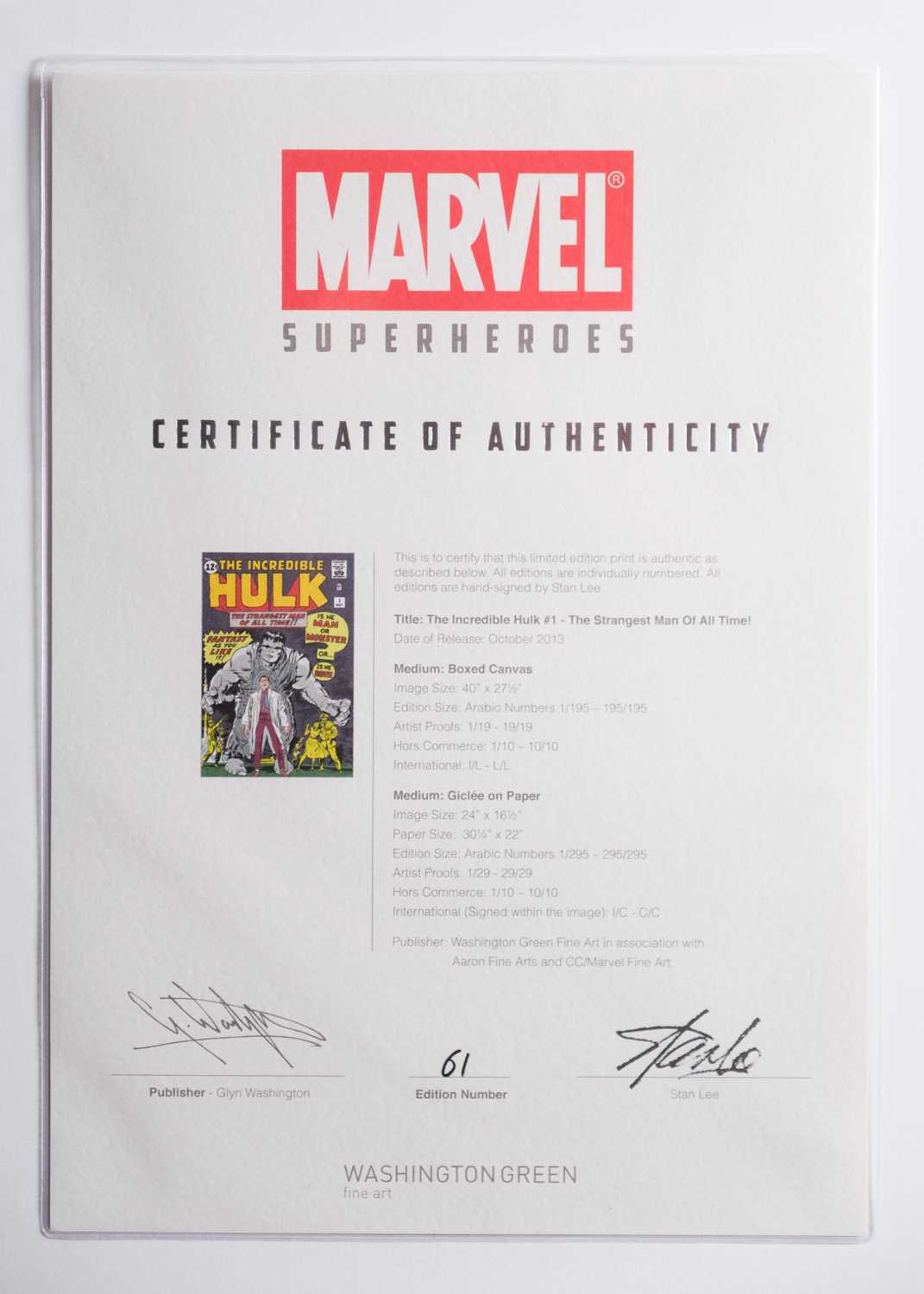 (Signed) Stan LEE (1922-2018) The Incredible Hulk #1 - The Strangest Man Of All Time! - Bild 5 aus 5