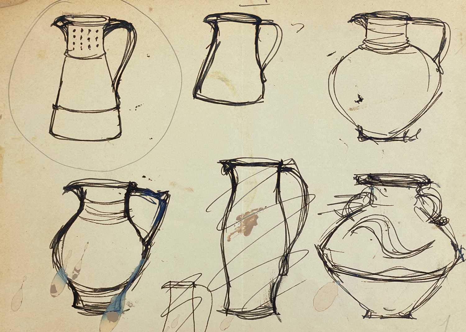 (Bernard Leach) Seven leaves of original sketches - Image 7 of 8