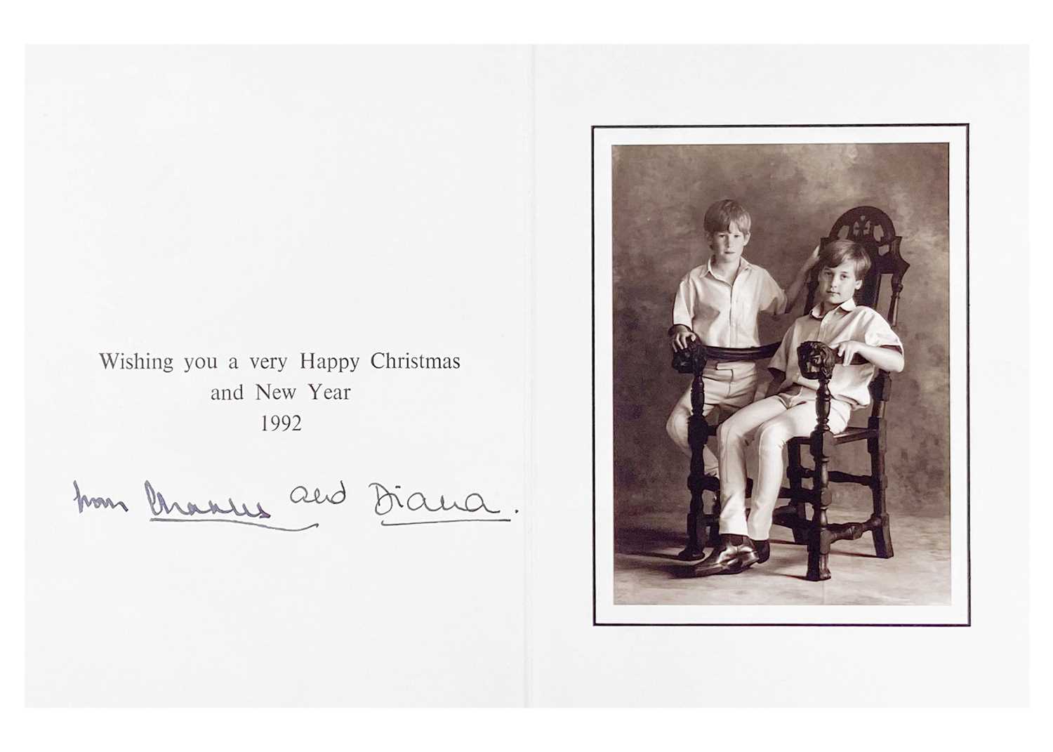 Charles III, as The Prince of Wales & Diana, Princess of Wales, Royal Christmas card 1992 From the - Image 2 of 5