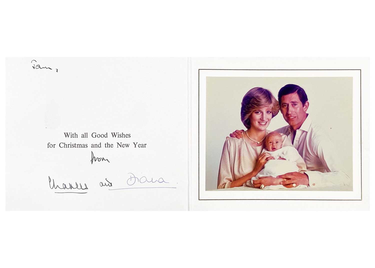 King Charles III, as The Prince of Wales & Diana, Princess of Wales, Royal Christmas card 1982 The