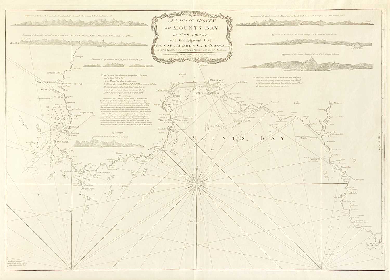 (Cornwall) Robert Laurie & James Whittle publishers. 'A New Chart of Mounts Bay in Cornwall from Ca