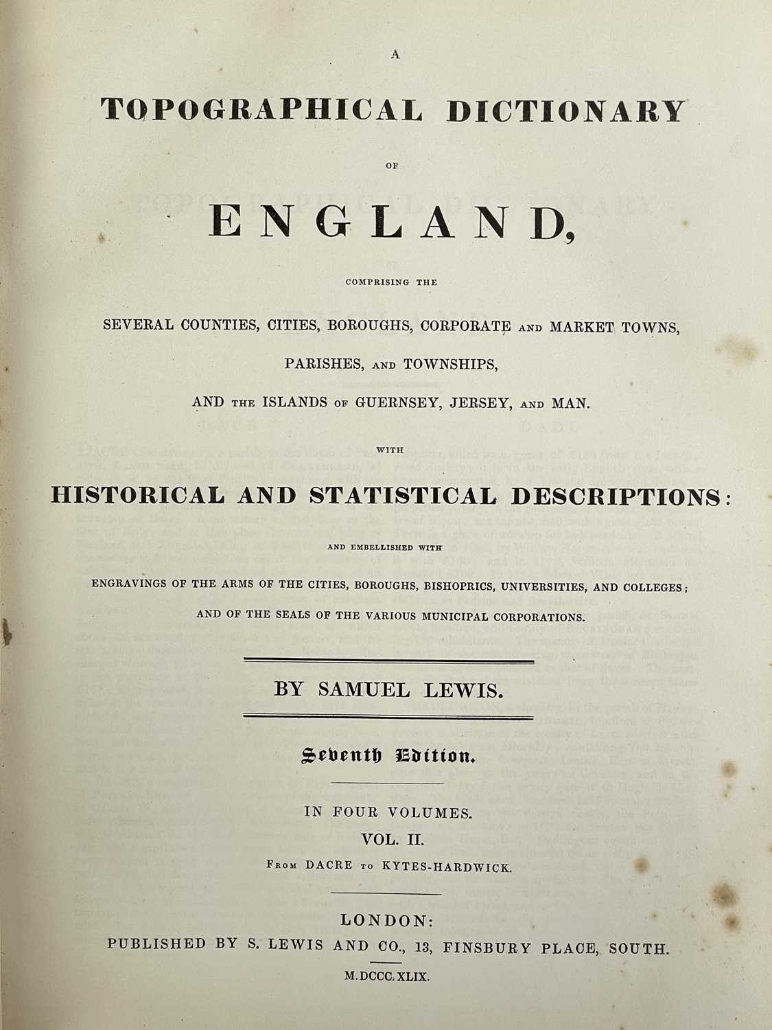 LEWIS, Samuel. 'A Topographical Dictionary of England,' - Image 9 of 10