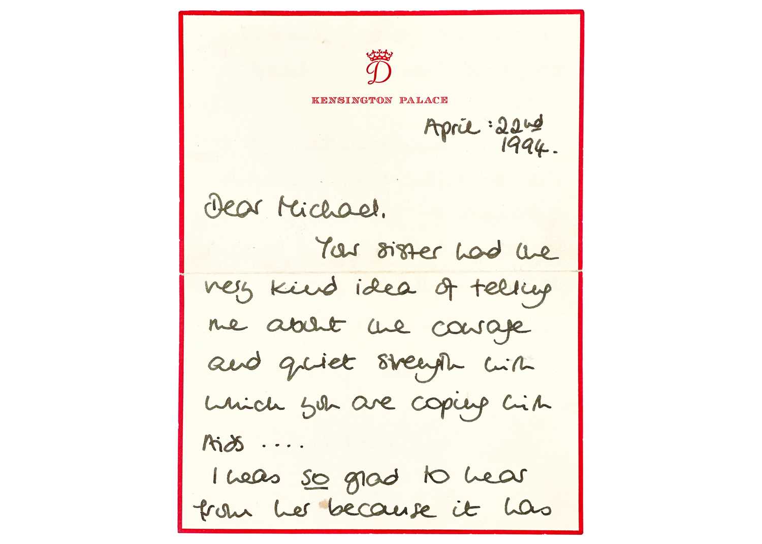Diana, Princess of Wales A letter from the Princess to a young man dying of AIDS - Image 4 of 6
