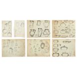 (Bernard Leach) Seven leaves of original sketches