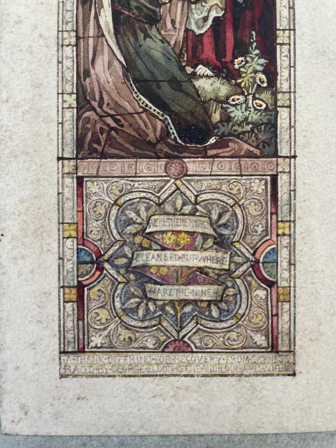 An ink and watercolour design or study for a stained-glass window Together with other ephemera - Bild 4 aus 16